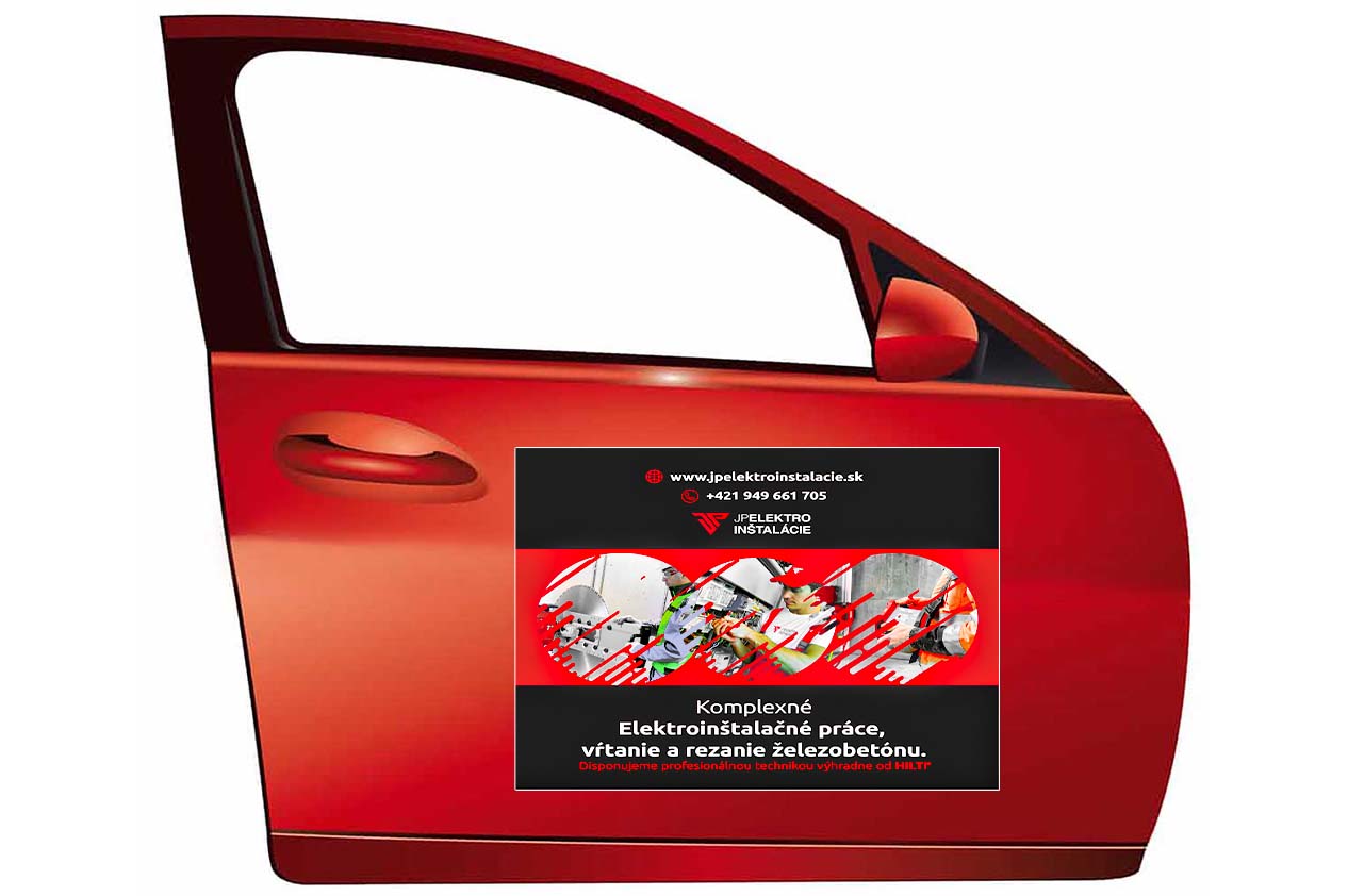 Magnetka na auto A4 29,7x42 - Výroba magnetiek z vlastných fotiek - Adam Kuric - JP - Elektroinštalácie -dvere