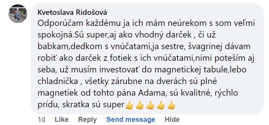 Záber na slovenský užívateľský komentár na Facebooku.